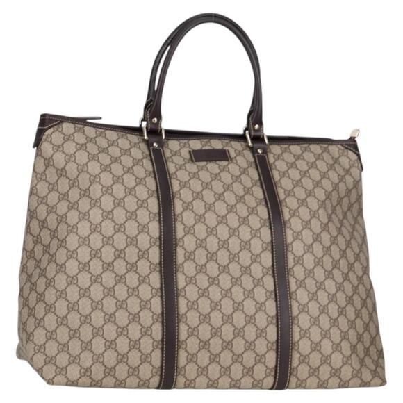 GUCCI GG Supreme Tote Bag Pvc Brown Gold - Picture 1 of 16